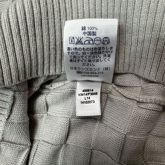 Lands' End Men's V-Neck Sweater LT White Checkered Long Sleeve Pullover - Picture 7 of 7